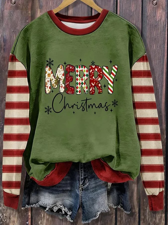 🦌Buy 3 Get 15% Off🦌Women's Contrast Christmas Print Crew Neck Sweatshirt