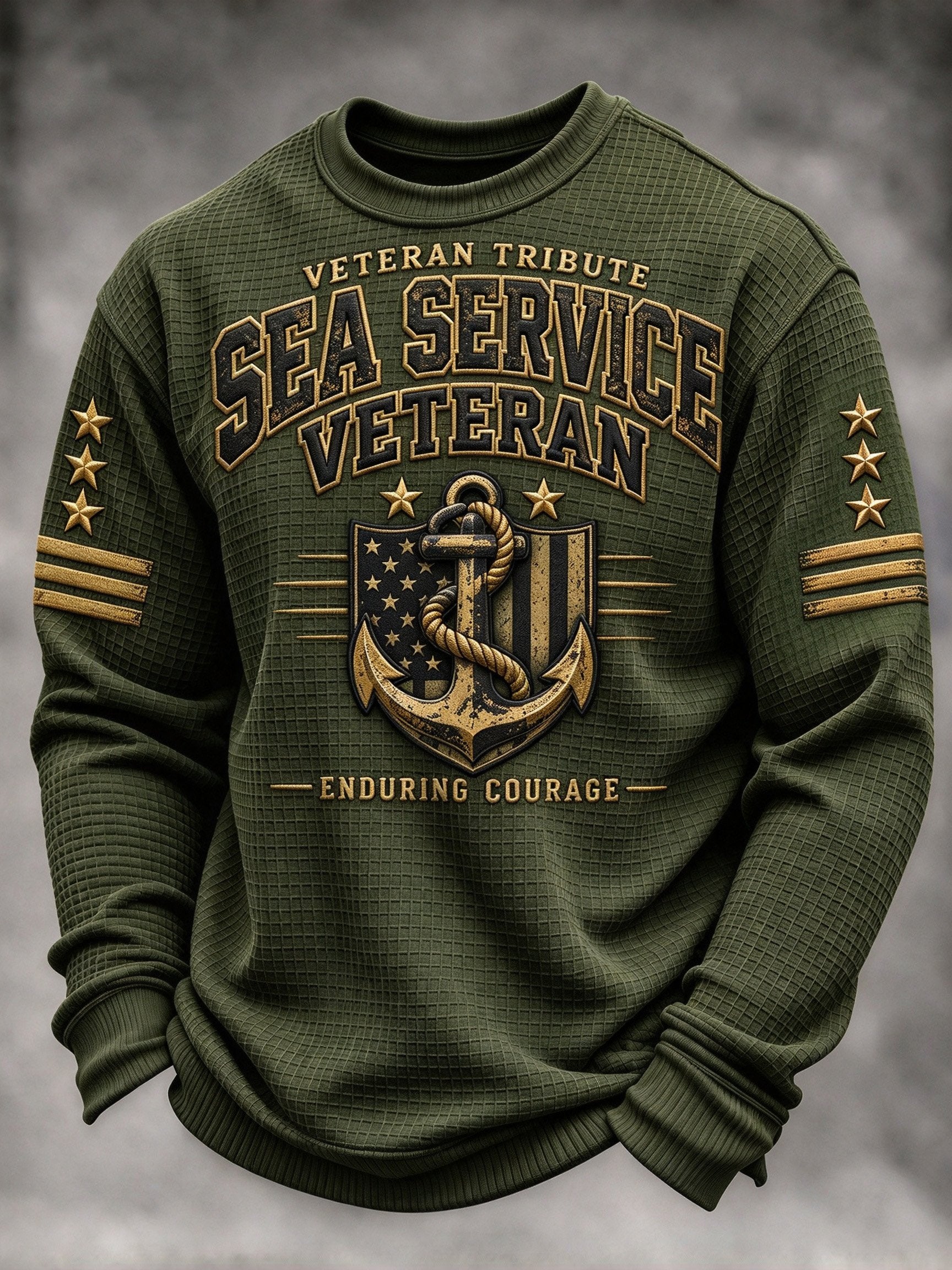 Men's Veteran-Print Casual Sweatshirt