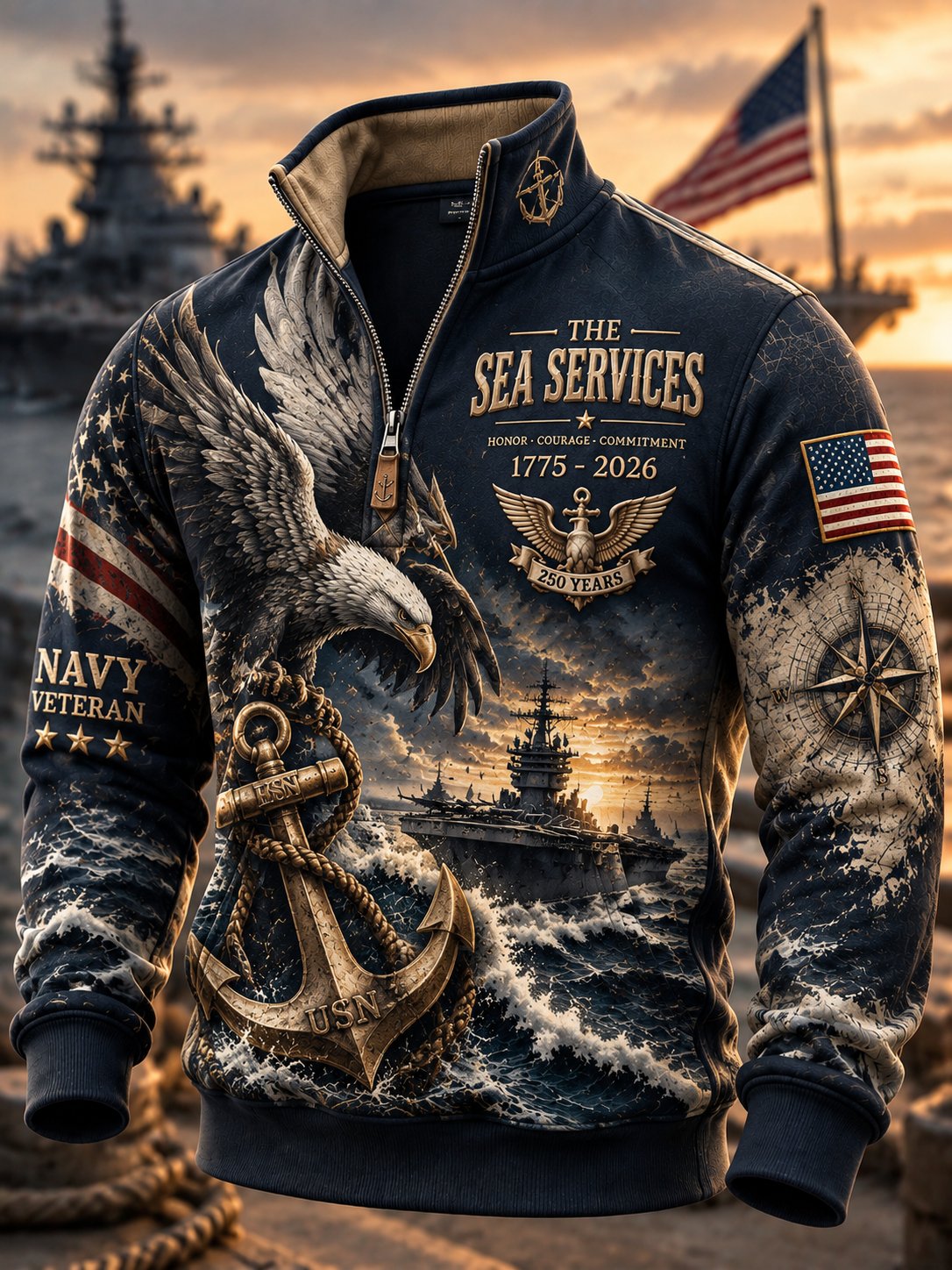 Men's US Navy Printed Hoodie