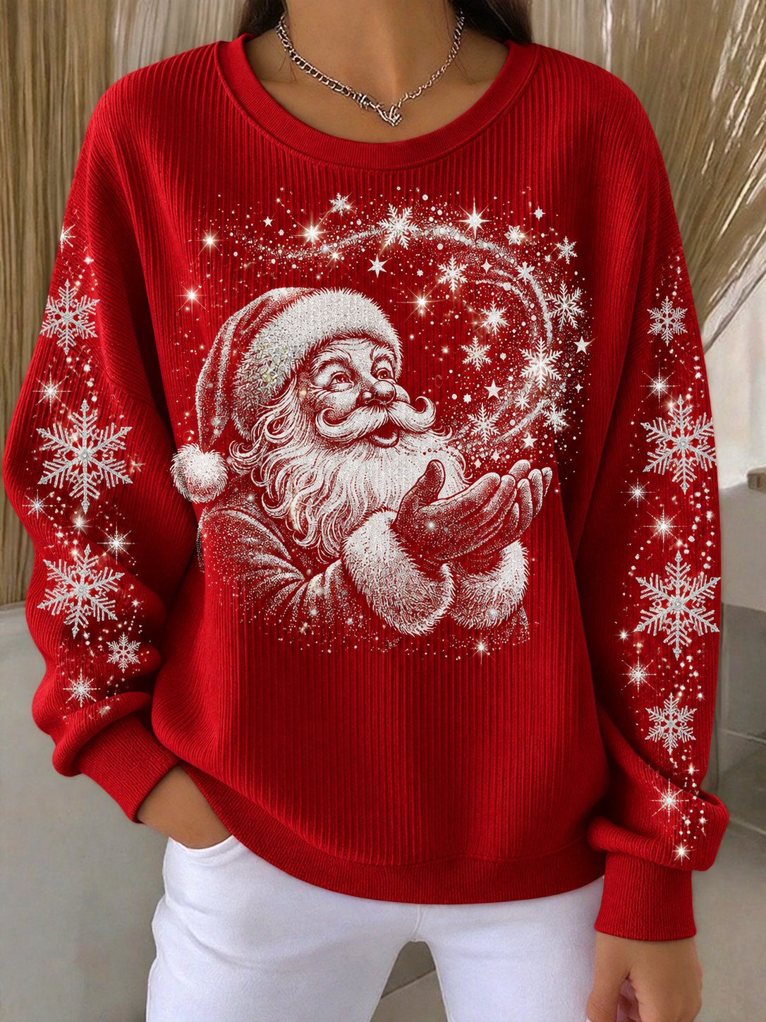 Women's Retro Christmas Print Hoodie