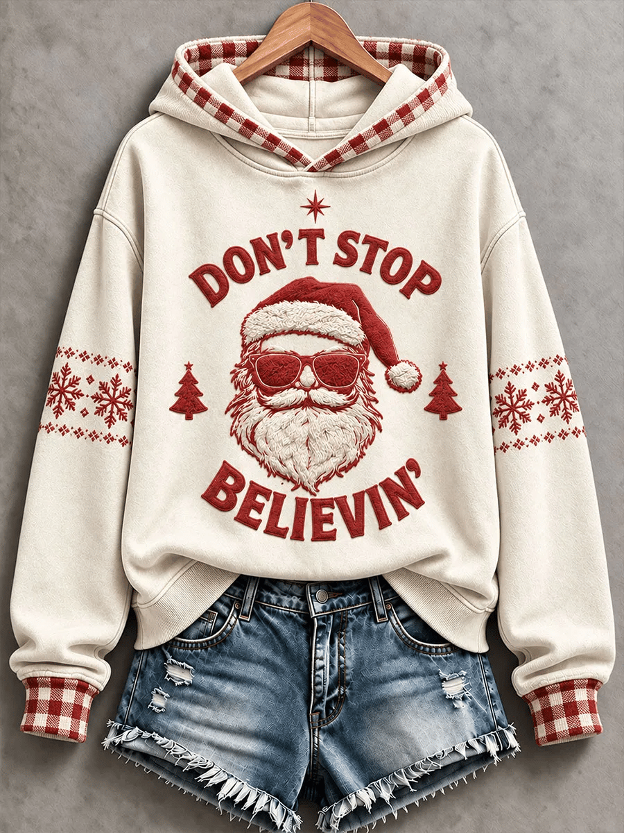 Women's Christmas Santa Print Hoodie