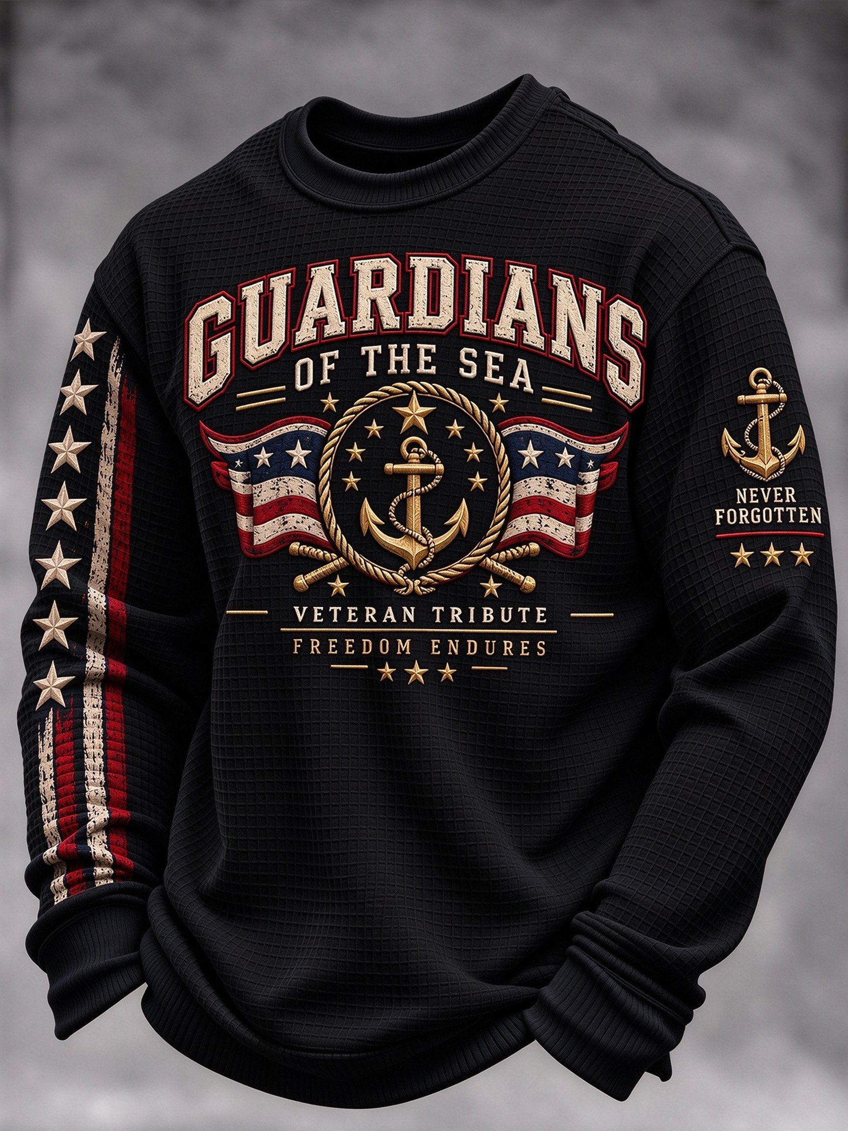 Men's Veteran-Print Casual Sweatshirt