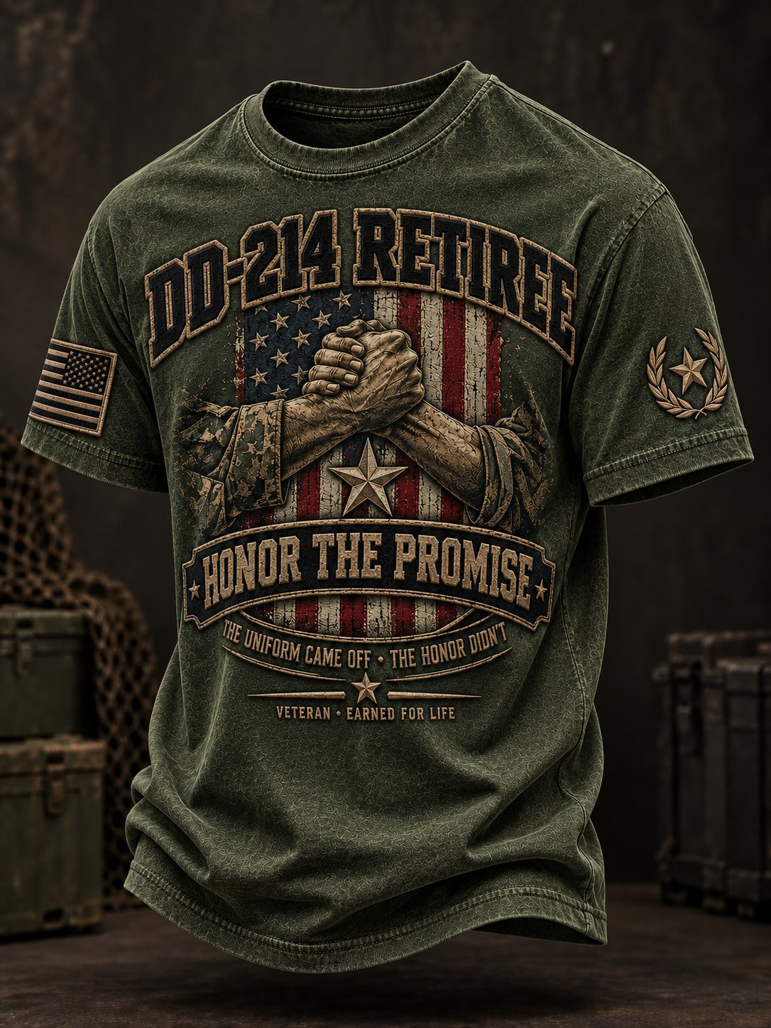 Men's Veterans Day DD-214 Retiree Printed Casual Tops