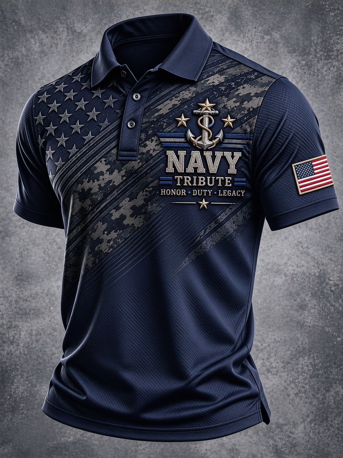 Men's Veteran Print Polo Shirt