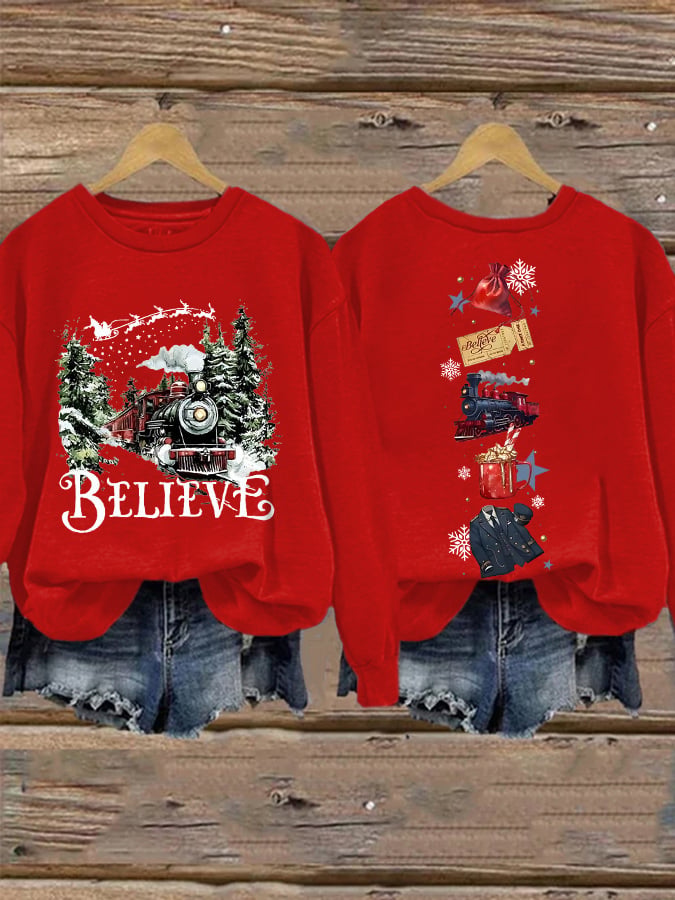 🦌Buy 3 Get 15% Off🦌Retro Christmas Believe Print Sweatshirt