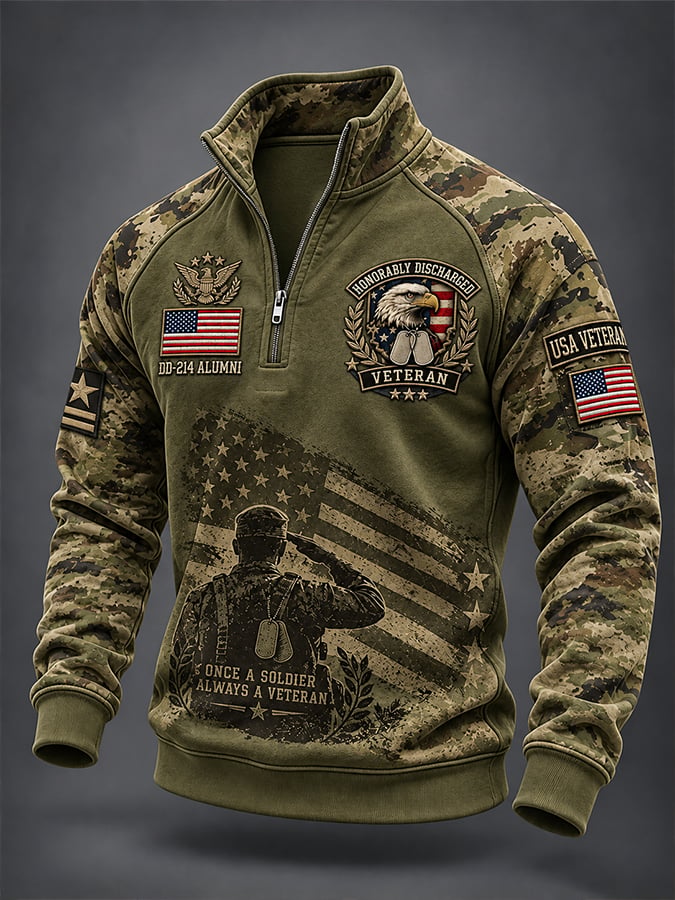 Men's Casual Printed Zip-Up Sweatshirt