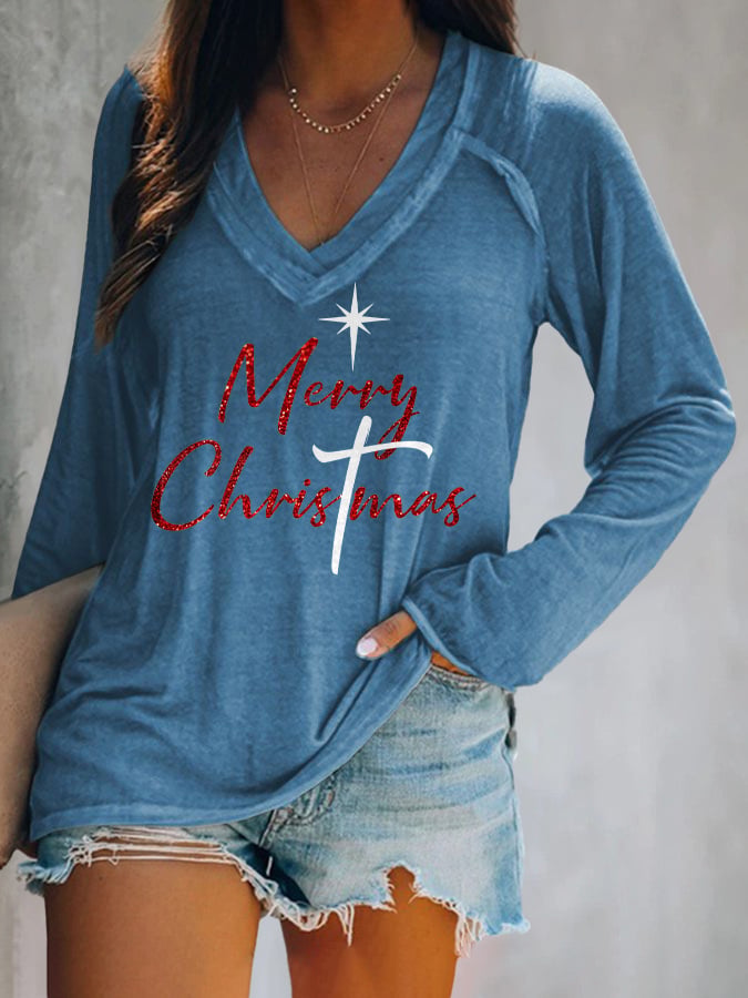 🦌Buy 3 Get 15% Off🦌Women's Merry Christmas Printed Long Sleeve T-Shirt