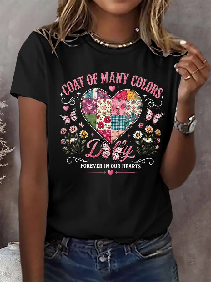 Retro Coat Of Many Colors Forever In Our Hearts Print T-Shirt
