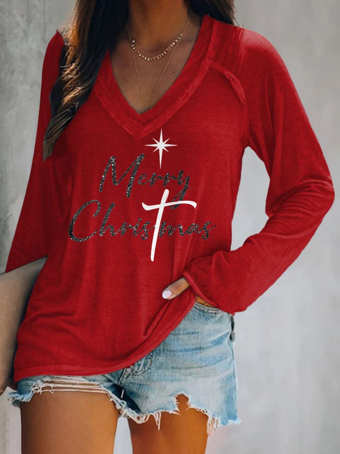 🦌Buy 3 Get 15% Off🦌Women's Merry Christmas Printed Long Sleeve T-Shirt