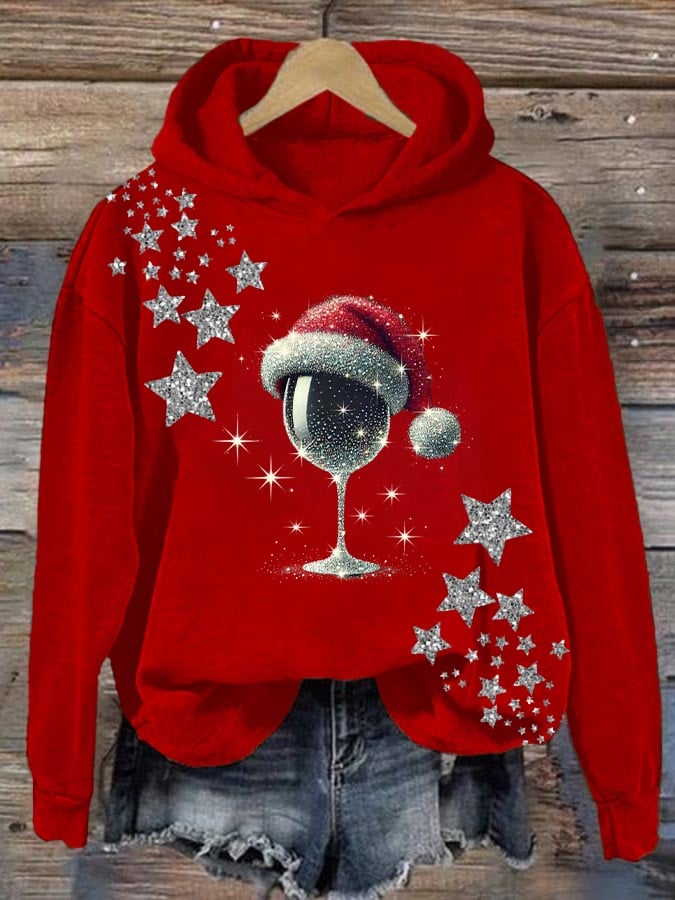 🦌Buy 3 Get 15% Off🦌Women's Christmas Red Wine Glass Print Casual Sweatshirt