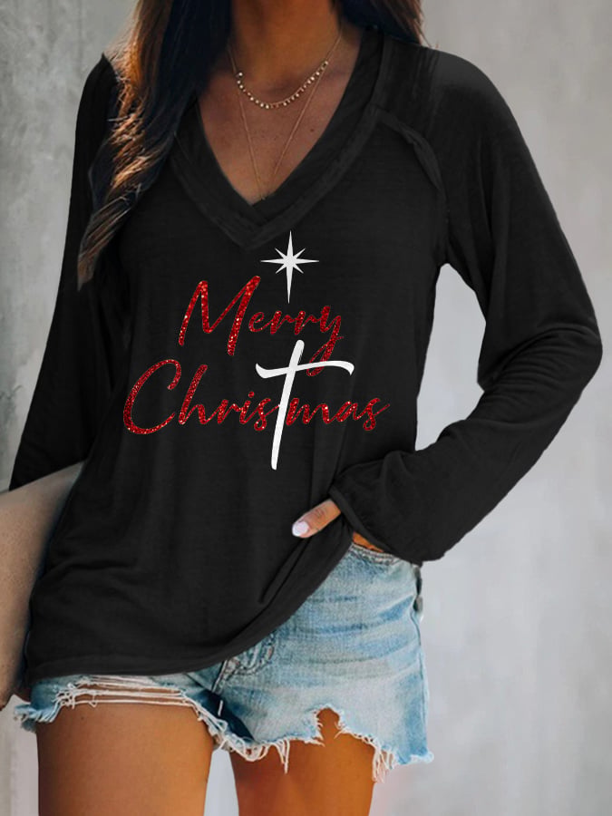 🦌Buy 3 Get 15% Off🦌Women's Merry Christmas Printed Long Sleeve T-Shirt