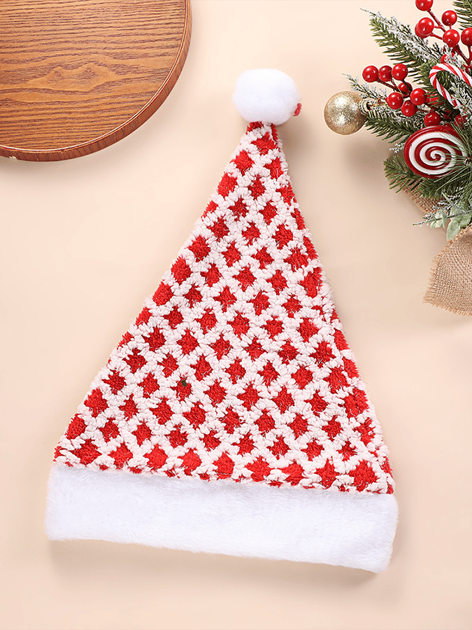 🦌Buy 3 Get 15% Off🦌Christmas Rhombus Plush Bright Silk Christmas Hat