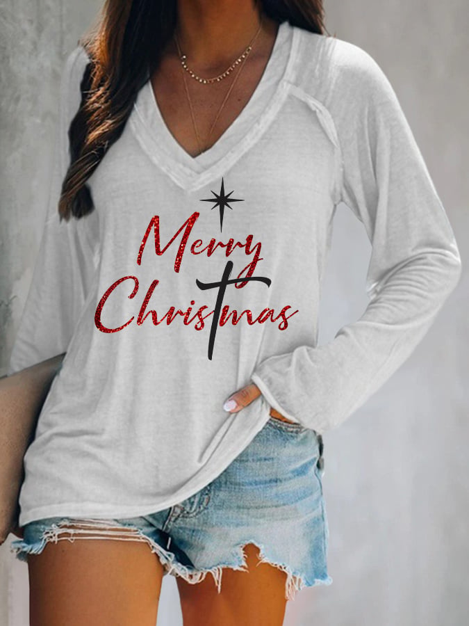 🦌Buy 3 Get 15% Off🦌Women's Merry Christmas Printed Long Sleeve T-Shirt