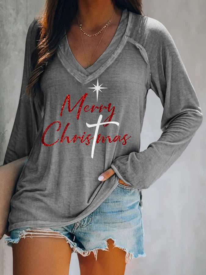 🦌Buy 3 Get 15% Off🦌Women's Merry Christmas Printed Long Sleeve T-Shirt