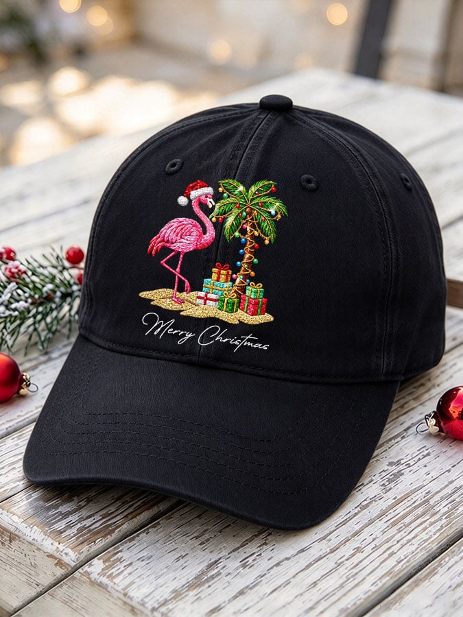 Unisex Flamingo Christmas Printed Hat