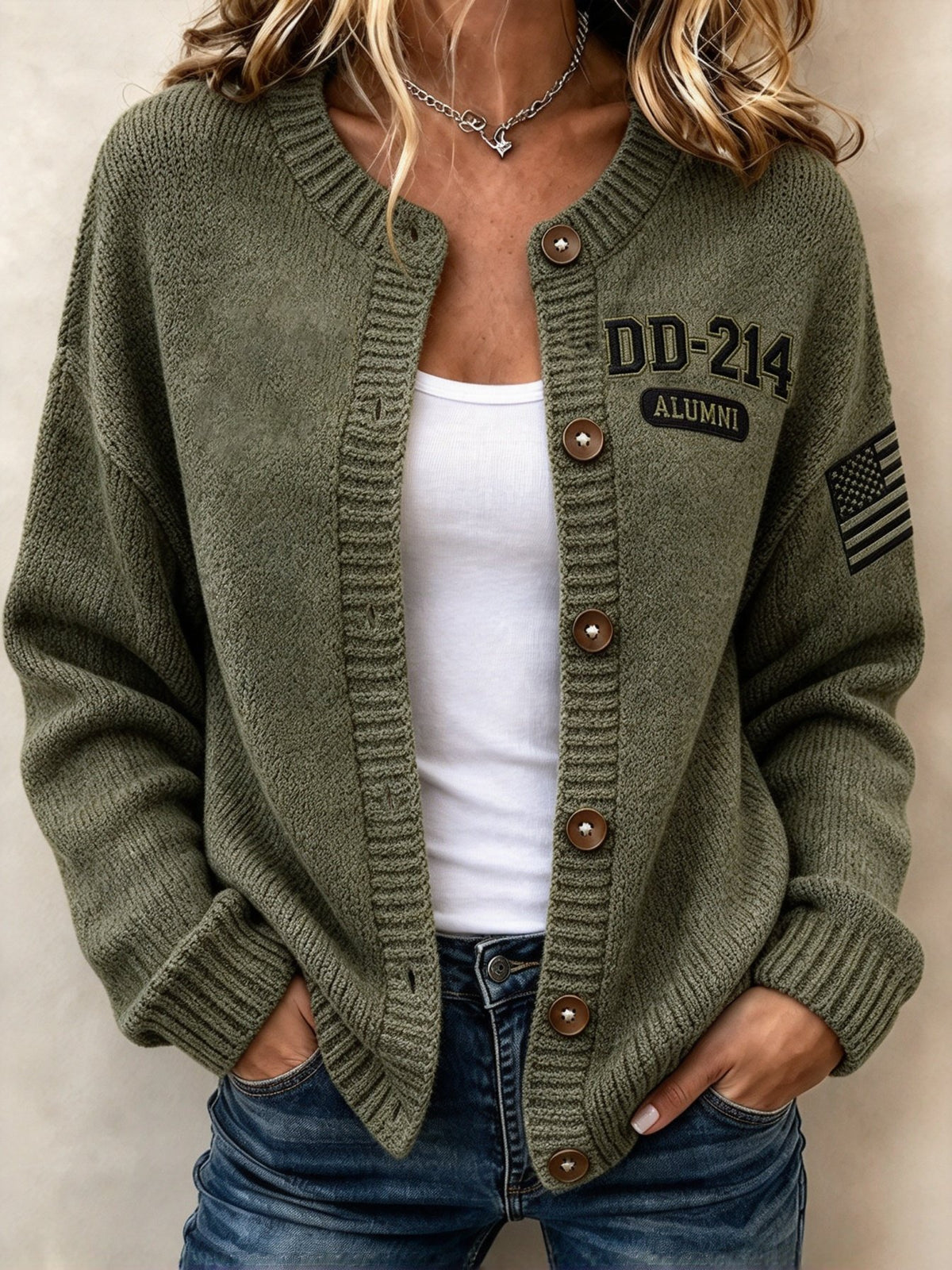 Women's Veteran Pride DD-214 Printed Cardigan