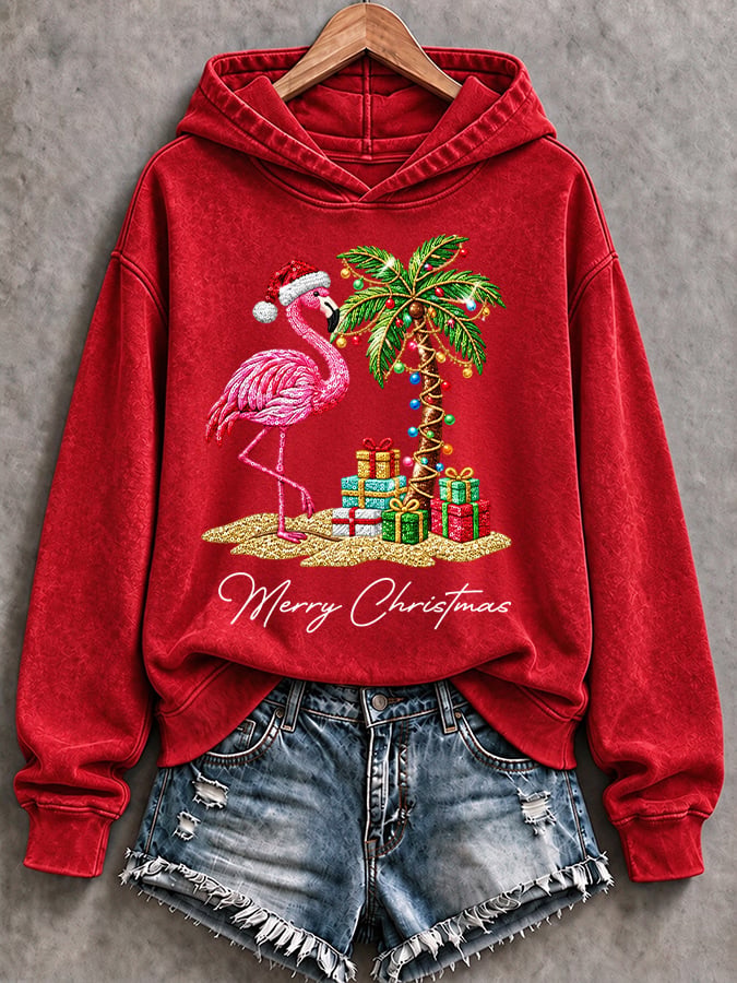 Women's Flamingo Christmas Print Casual Sweatshirt