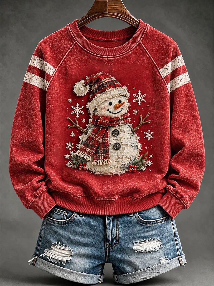 Women's Christmas Comfortable Raglan Sleeve Crew Neck Sweatshirt