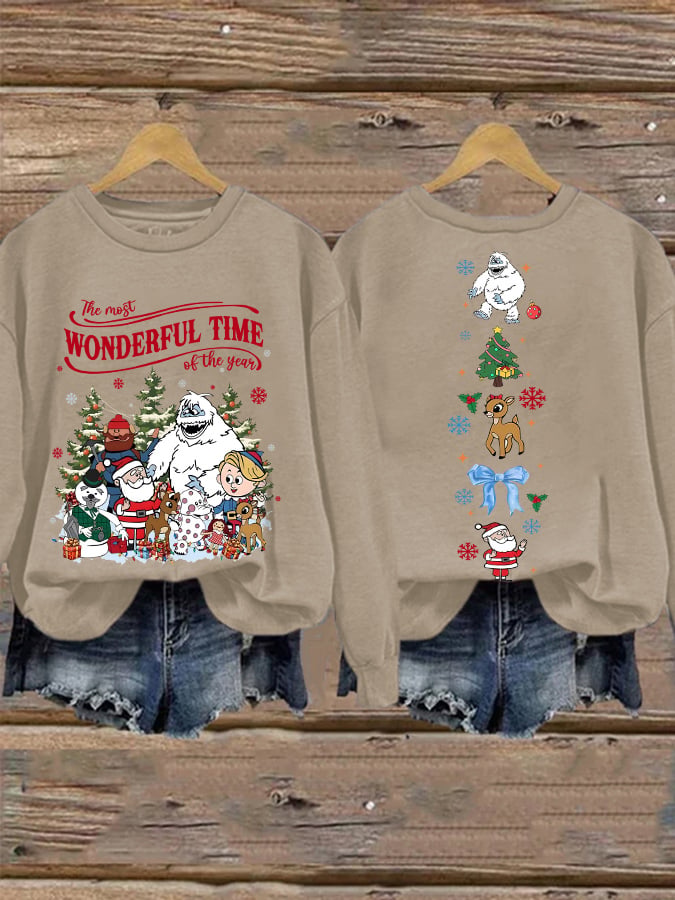 🦌Buy 3 Get 15% Off🦌Retro Christmas The Most Wonderful Time Of The Year Print Sweatshirt