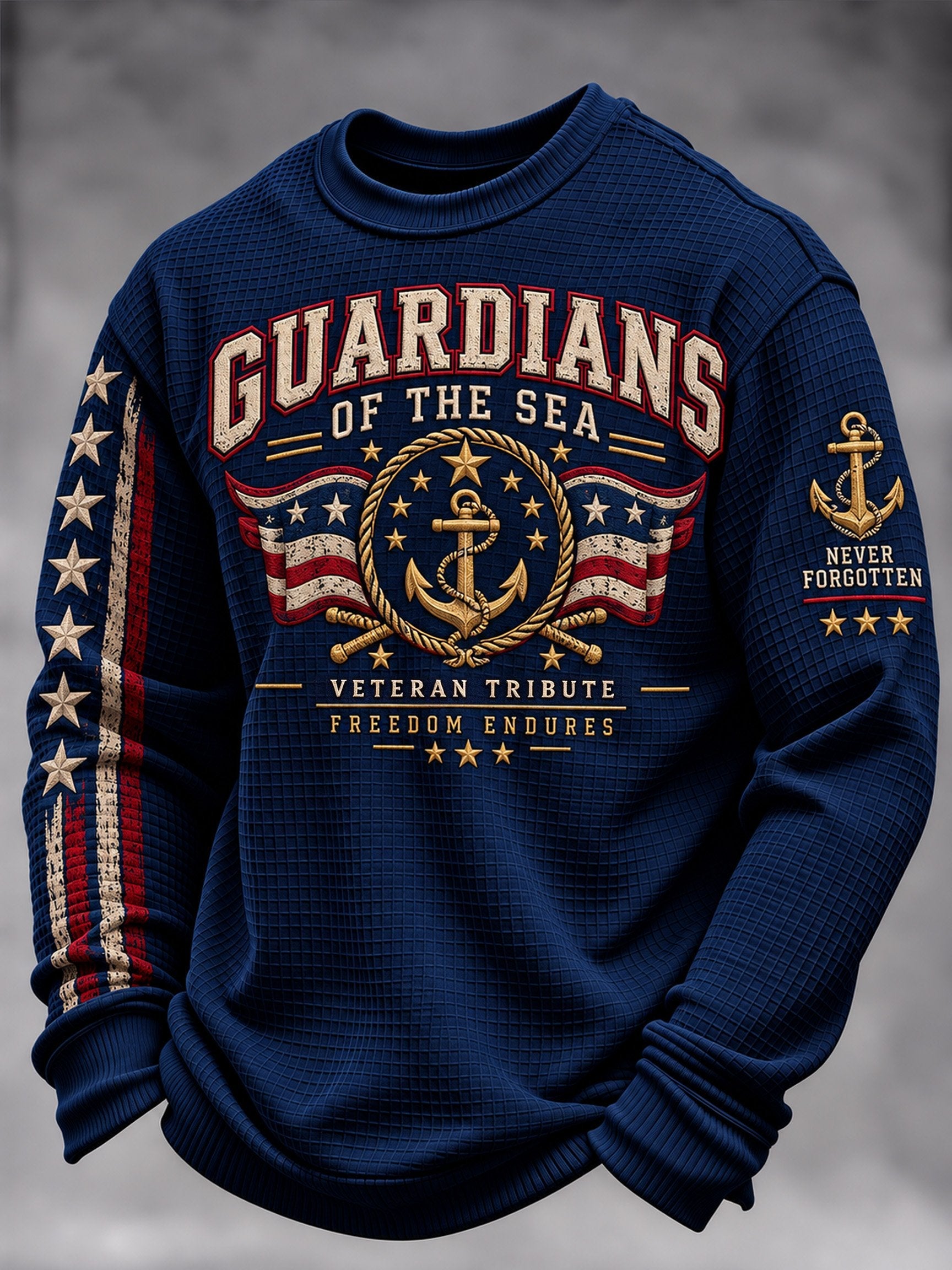 Men's Veteran-Print Casual Sweatshirt