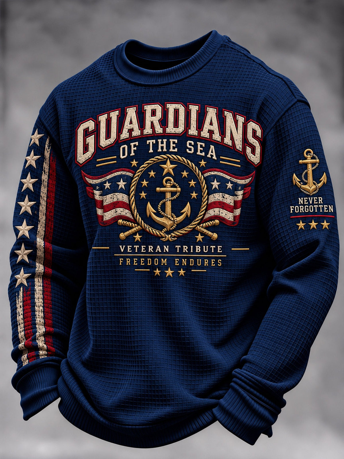 Men's Veteran-Print Casual Sweatshirt