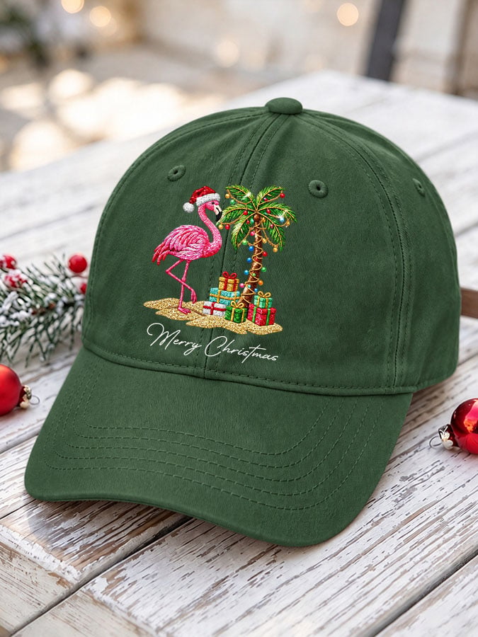 Unisex Flamingo Christmas Printed Hat
