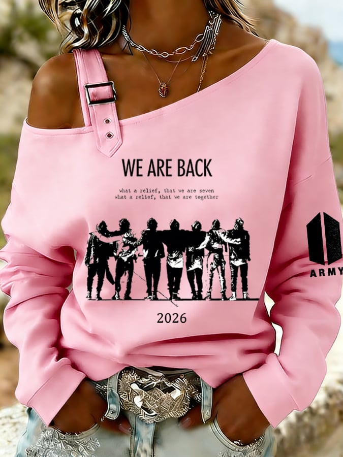 🔥Buy 3 Get 15% Off🔥Women's Retro Leisure Print Off-The-Shoulder Sweatshirt