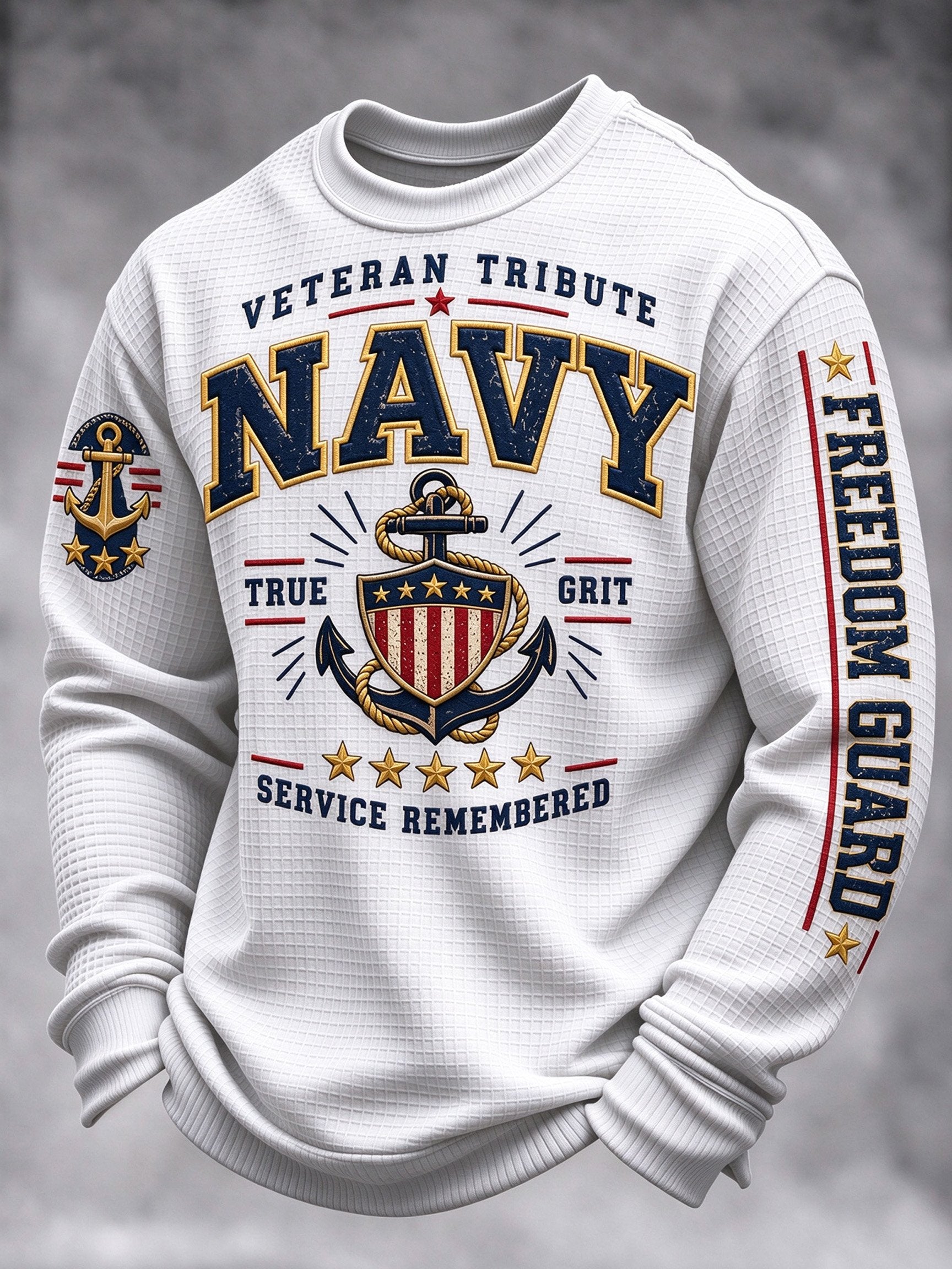Men's Veteran-Print Casual Sweatshirt