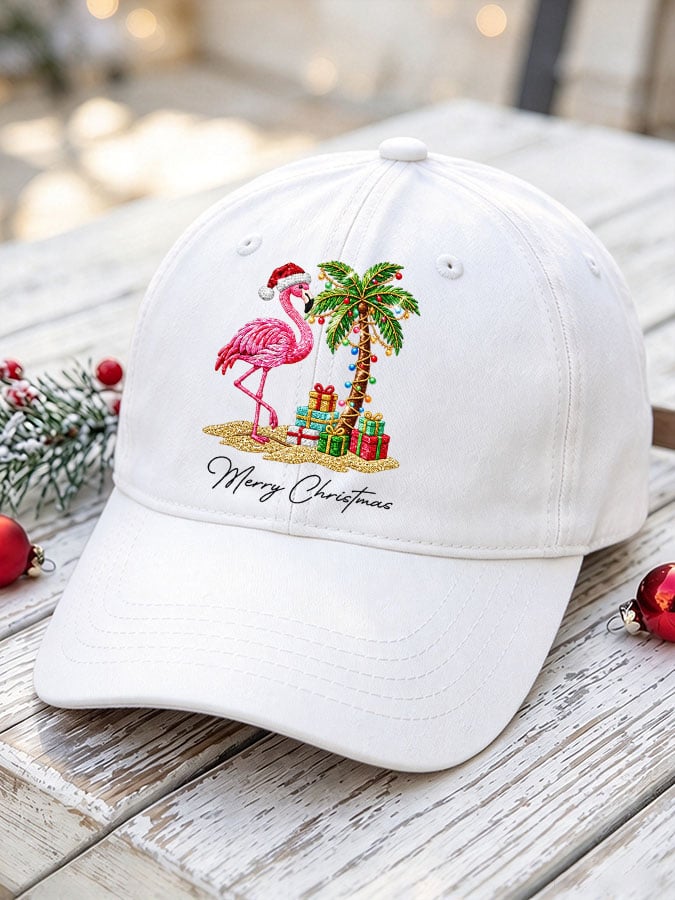 Unisex Flamingo Christmas Printed Hat