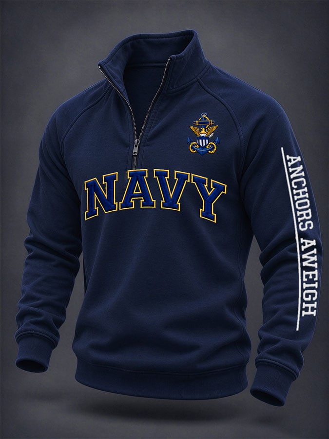 Men's US Veteran Print Zip-Up Hoodie
