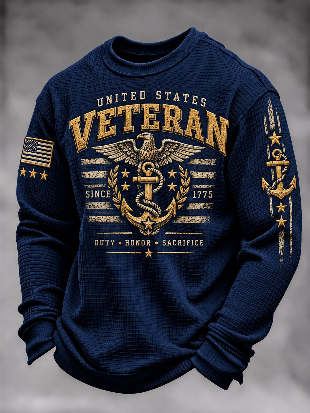 Men's Veteran-Print Casual Sweatshirt