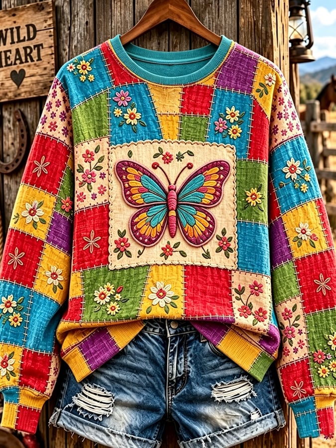 Women's Casual Printed Long-Sleeve Sweatshirt