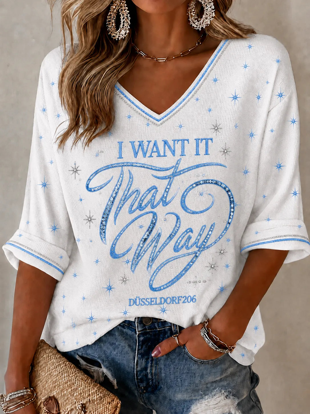 Damen-T-Shirt mit Musikmotiv