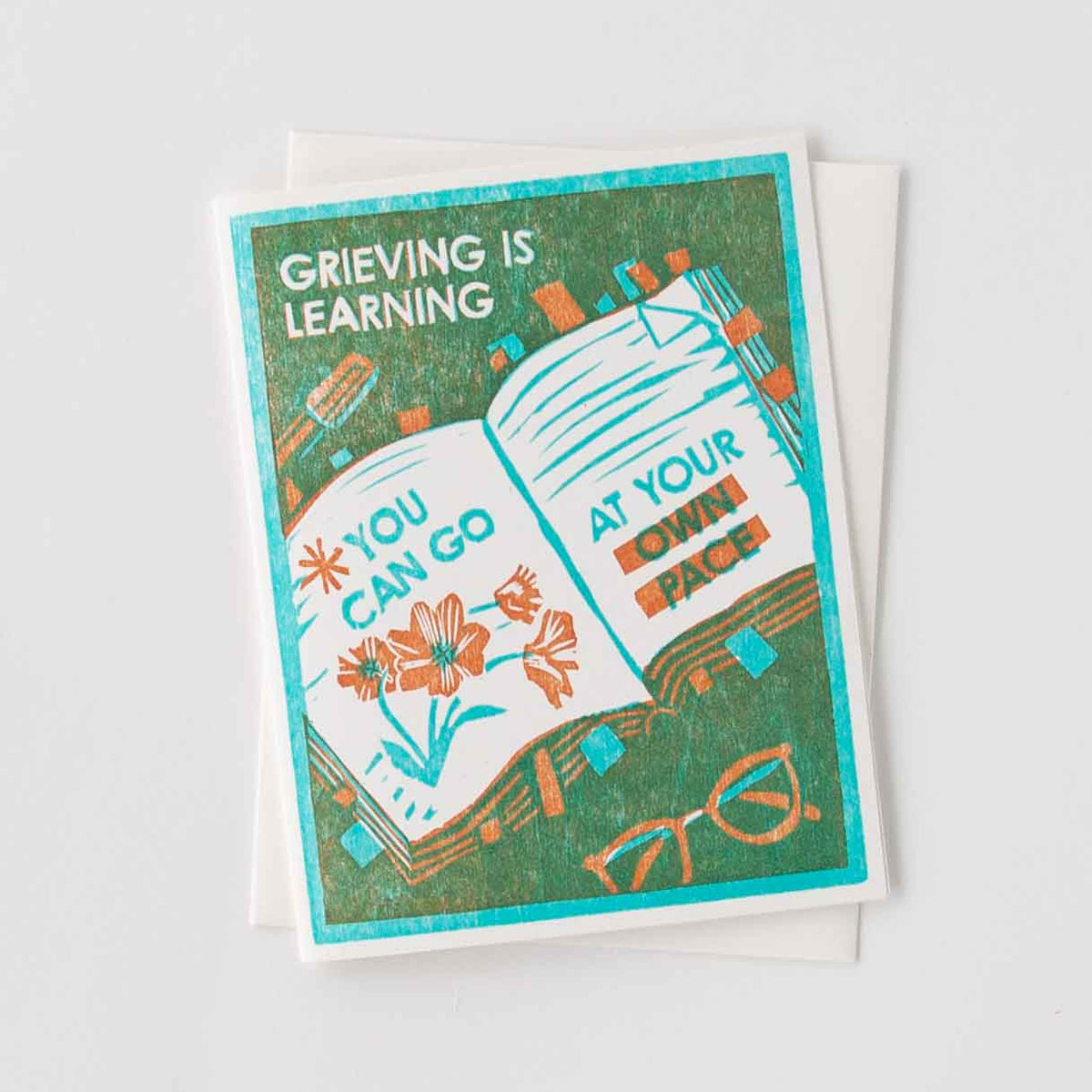 Grieving is Learning (Book) Letterpress Sympathy Card