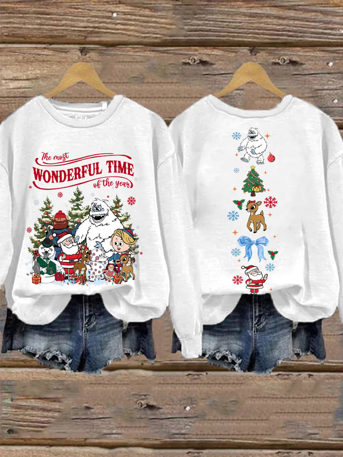 🦌Buy 3 Get 15% Off🦌Retro Christmas The Most Wonderful Time Of The Year Print Sweatshirt