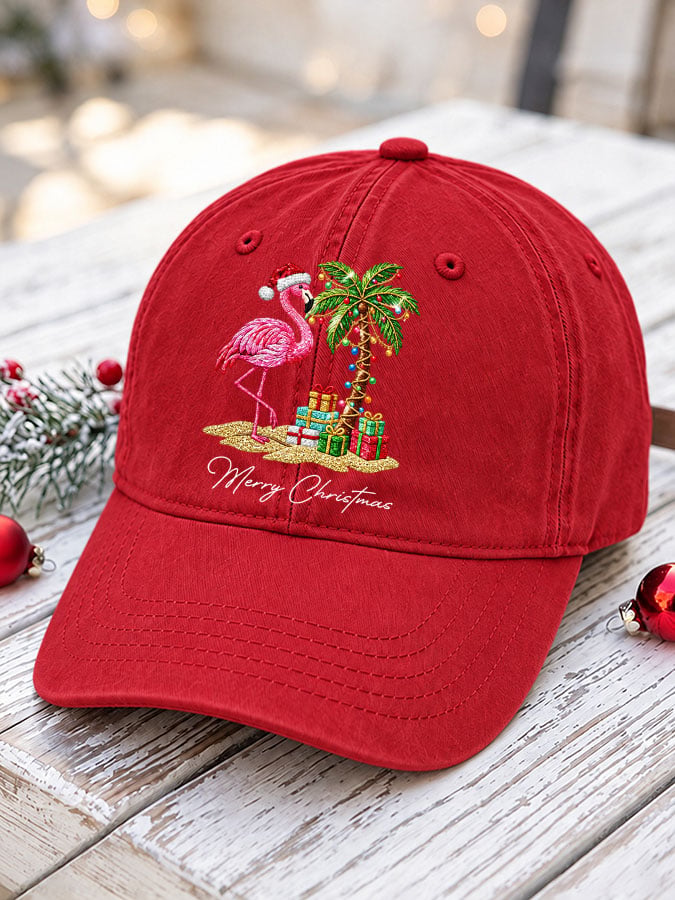 Unisex Flamingo Christmas Printed Hat