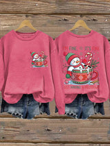 🦌Buy 3 Get 15% Off🦌Retro Christmas Funny Snowman I'm Fine, It's Fine Just Having A Meltdown Print Sweatshirt