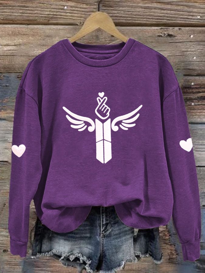 🔥Buy 3 Get 15% Off🔥Women's K-pop Printed Long-Sleeve Sweatshirt
