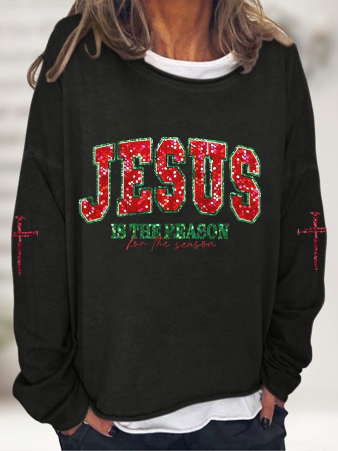 🦌Buy 3 Get 15% Off🦌Women's Jesus the Reason For The Season Printed Sweatshirt