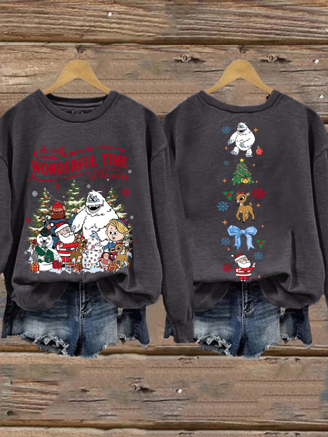 🦌Buy 3 Get 15% Off🦌Retro Christmas The Most Wonderful Time Of The Year Print Sweatshirt