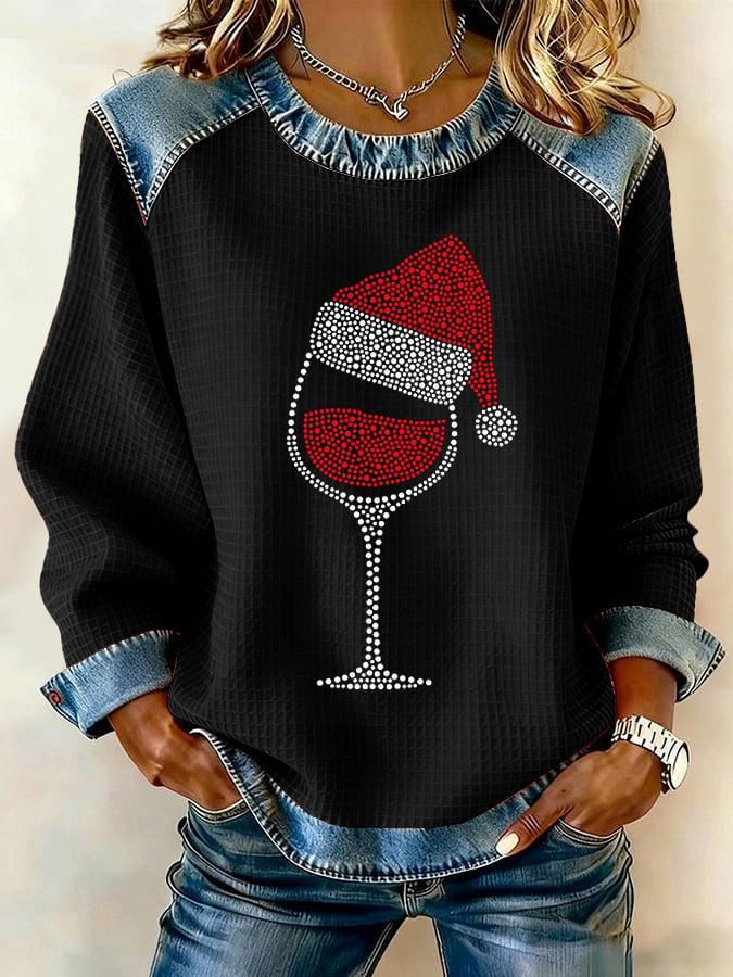 🦌Buy 3 Get 15% Off🦌Women's Christmas Wine Glass Print Casual Sweatshirt