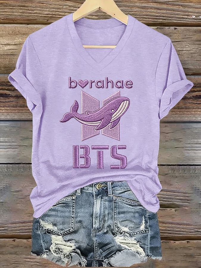 Women's K-pop Print Short-sleeved T-shirt