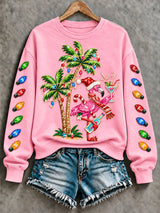 Women's Flamingo Christmas Print Casual Sweatshirt