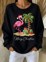 Women's Flamingo Christmas Printed Casual Sweatshirt