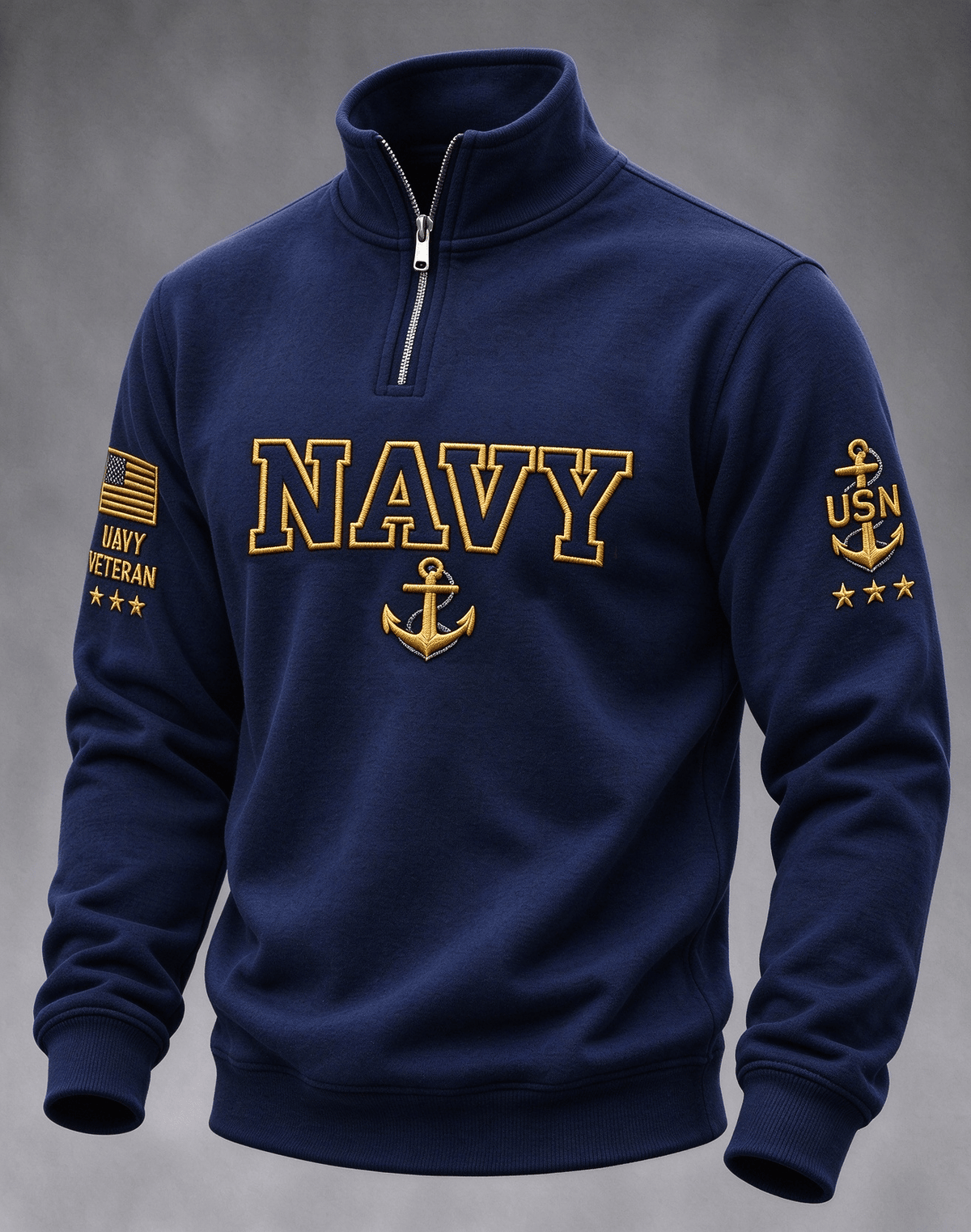 Men's U.S. Veterans Day Print Stand-Collar Zip-Up Sweatshirt