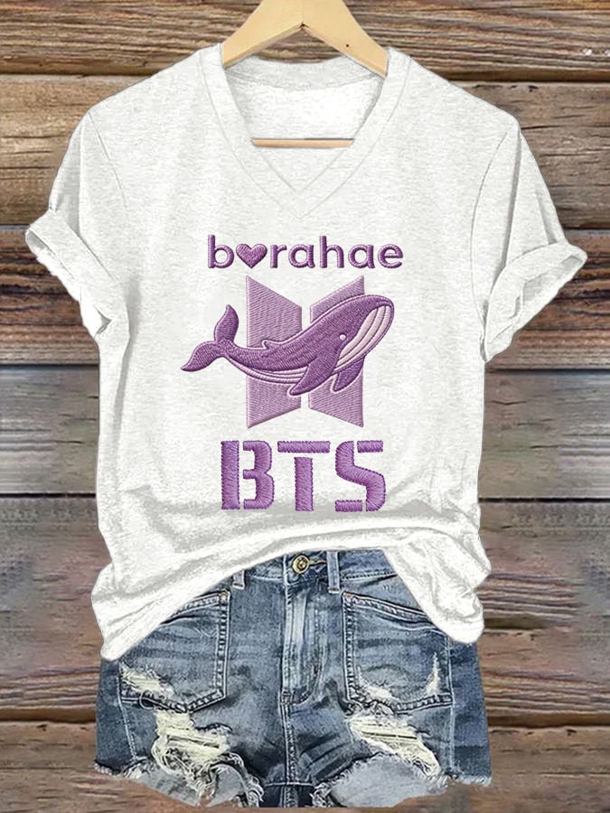 Women's K-pop Print Short-sleeved T-shirt