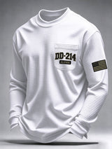 Men's Veteran Pride DD-214 Printed Waffle Long-Sleeve Pocket T-Shirt