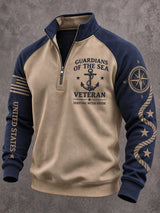 Men's Navy Veteran Print Casual Sweatshirt