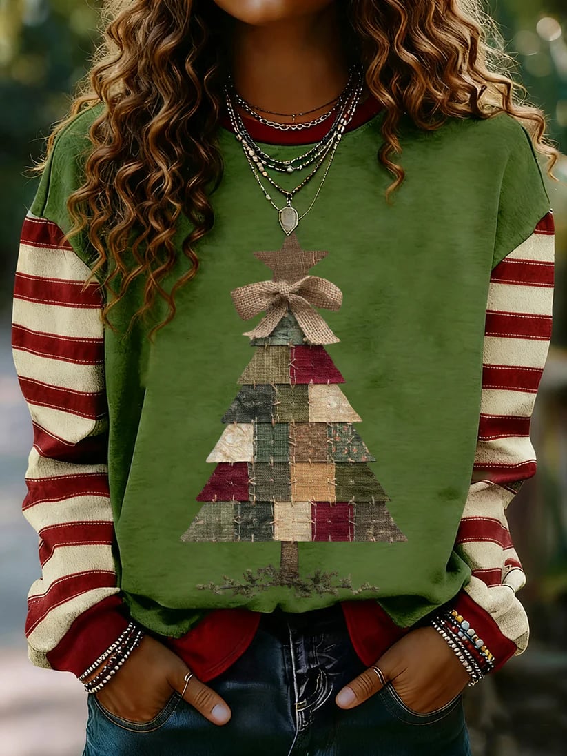 🦌Buy 3 Get 15% Off🦌Women's Merry Christmas Striped Print Casual Sweatshirt