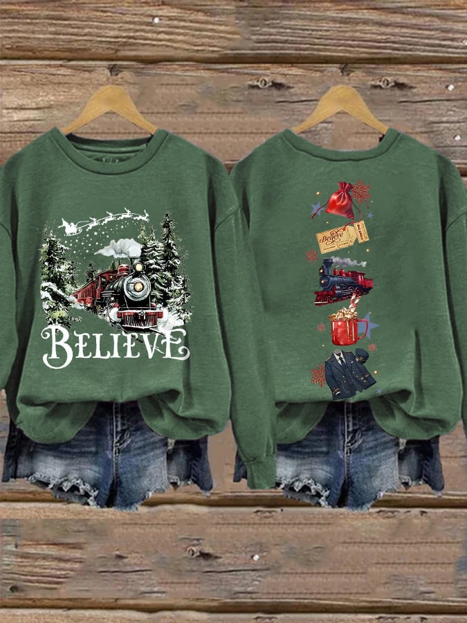🦌Buy 3 Get 15% Off🦌Retro Christmas Believe Print Sweatshirt